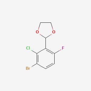 molecular formula C9H7BrClFO2 B6287644 2-(3-Bromo-2-chloro-6-fluorophenyl)-1,3-dioxolane CAS No. 2643367-91-1
