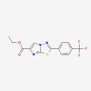 molecular formula C14H10F3N3O2S B6287806 Ethyl 2-[4-(trifluoromethyl)phenyl]imidazo[2,1-b][1,3,4]thiadiazole-6-carboxylate CAS No. 2436770-76-0