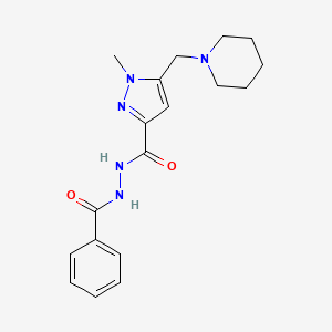 1-Methyl-5-piperidin-1-ylmethyl-1H-pyrazole-3-carboxylic acid n'-benzoyl-hydrazide, 95%