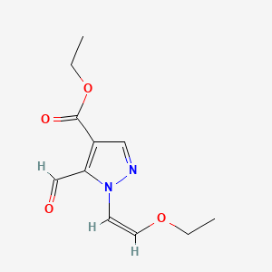 molecular formula C11H14N2O4 B6287843 1-((Z)-2-Ethoxy-vinyl)-5-formyl-1H-pyrazole-4-carboxylic acid ethyl ester, 95% CAS No. 2135535-17-8