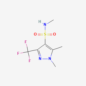 molecular formula C7H10F3N3O2S B6287970 1,5-Dimethyl-3-trifluoromethyl-1H-pyrazole-4-sulfonic acid methylamide, 95% CAS No. 2737206-91-4