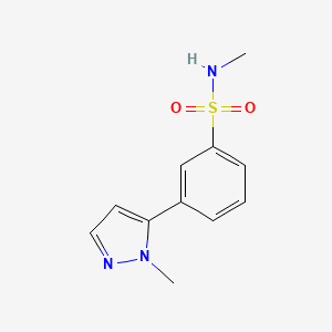 molecular formula C11H13N3O2S B6287997 N-Methyl-3-(2-methyl-2H-pyrazol-3-yl)-benzenesulfonamide, 95% CAS No. 2737205-50-2