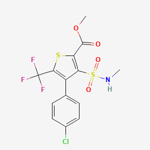 molecular formula C14H11ClF3NO4S2 B6288029 4-(4-Chloro-phenyl)-3-methylsulfamoyl-5-trifluoromethyl-thiophene-2-carboxylic acid methyl ester, 95% CAS No. 2737207-10-0