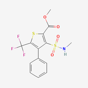 molecular formula C14H12F3NO4S2 B6288031 3-Methylsulfamoyl-4-phenyl-5-trifluoromethyl-thiophene-2-carboxylic acid methyl ester, 95% CAS No. 2737207-33-7