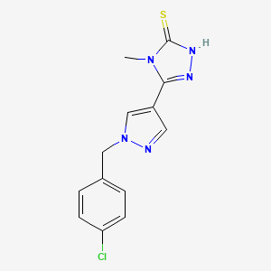 molecular formula C13H12ClN5S B6288055 5-[1-(4-Chloro-benzyl)-1H-pyrazol-4-yl]-4-methyl-4h-[1,2,4]triazole-3-thiol, 95% CAS No. 2703752-41-2