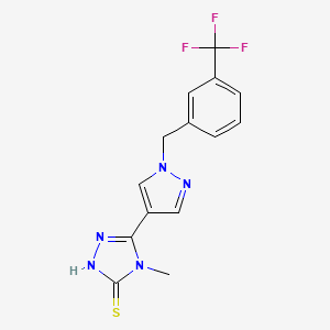 molecular formula C14H12F3N5S B6288060 4-Methyl-5-[1-(3-trifluoromethyl-benzyl)-1H-pyrazol-4-yl]-4h-[1,2,4]triazole-3-thiol, 95% CAS No. 2703756-75-4