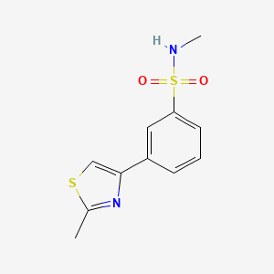 molecular formula C11H12N2O2S2 B6288068 N-Methyl-3-(2-methyl-thiazol-4-yl)-benzenesulfonamide, 95% CAS No. 2737206-90-3