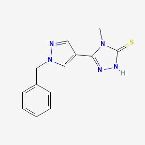 molecular formula C13H13N5S B6288084 5-(1-Benzyl-1H-pyrazol-4-yl)-4-methyl-4H-[1,2,4]triazole-3-thiol, 95% CAS No. 2703756-97-0