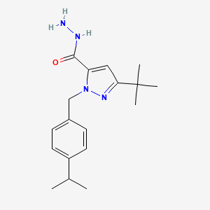 molecular formula C18H26N4O B6288094 5-t-Butyl-2-(4-isopropyl-benzyl)-2H-pyrazole-3-carboxylic acid hydrazide, 95% CAS No. 2737205-77-3