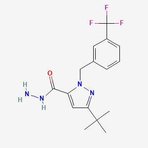 molecular formula C16H19F3N4O B6288099 5-t-Butyl-2-(3-trifluoromethyl-benzyl)-2H-pyrazole-3-carboxylic acid hydrazide, 95% CAS No. 2737206-75-4
