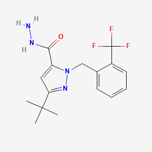 molecular formula C16H19F3N4O B6288105 5-t-Butyl-2-(2-trifluoromethyl-benzyl)-2H-pyrazole-3-carboxylic acid hydrazide, 95% CAS No. 2737205-33-1