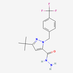 molecular formula C16H19F3N4O B6288140 5-t-Butyl-2-(4-trifluoromethyl-benzyl)-2H-pyrazole-3-carboxylic acid hydrazide, 95% CAS No. 2737207-21-3