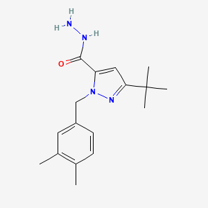 molecular formula C17H24N4O B6288144 5-t-Butyl-2-(3,4-dimethyl-benzyl)-2H-pyrazole-3-carboxylic acid hydrazide, 95% CAS No. 2737207-61-1
