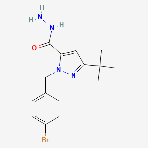 molecular formula C15H19BrN4O B6288146 2-(4-Bromo-benzyl)-5-t-butyl-2H-pyrazole-3-carboxylic acid hydrazide, 95% CAS No. 2737205-70-6