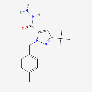 molecular formula C16H22N4O B6288159 5-t-Butyl-2-(4-methyl-benzyl)-2H-pyrazole-3-carboxylic acid hydrazide, 95% CAS No. 2737207-32-6