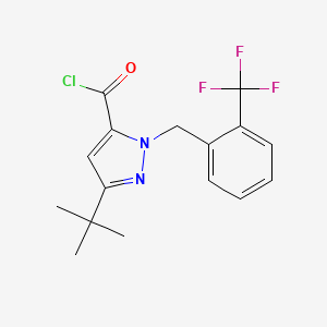 5-t-Butyl-2-(2-trifluoromethyl-benzyl)-2H-pyrazole-3-carbonyl chloride, 95%