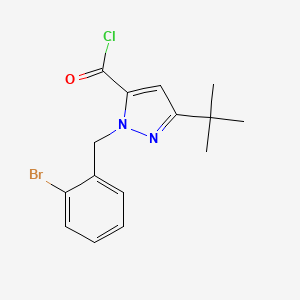 molecular formula C15H16BrClN2O B6288192 2-(2-Bromo-benzyl)-5-t-butyl-2H-pyrazole-3-carbonyl chloride, 95% CAS No. 2737207-53-1