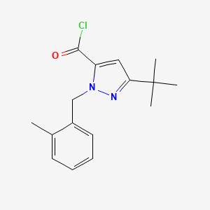 molecular formula C16H19ClN2O B6288209 5-t-Butyl-2-(2-methyl-benzyl)-2H-pyrazole-3-carbonyl chloride, 95% CAS No. 2737206-99-2