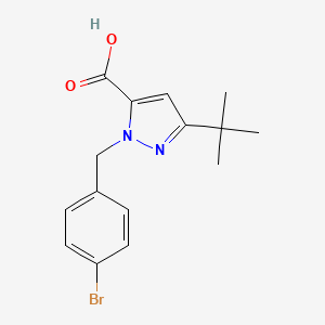 molecular formula C15H17BrN2O2 B6288215 2-(4-Bromo-benzyl)-5-t-butyl-2H-pyrazole-3-carboxylic acid, 95% CAS No. 2737207-59-7