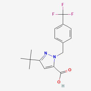 molecular formula C16H17F3N2O2 B6288219 5-t-Butyl-2-(4-trifluoromethyl-benzyl)-2H-pyrazole-3-carboxylic acid, 95% CAS No. 2737207-06-4