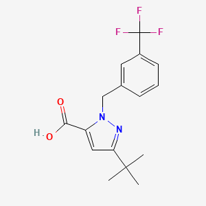 molecular formula C16H17F3N2O2 B6288220 5-t-Butyl-2-(3-trifluoromethyl-benzyl)-2H-pyrazole-3-carboxylic acid, 95% CAS No. 2737207-41-7
