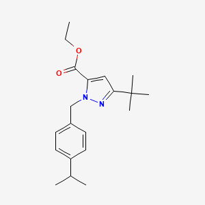 molecular formula C20H28N2O2 B6288221 5-t-Butyl-2-(4-isopropyl-benzyl)-2H-pyrazole-3-carboxylic acid ethyl ester, 95% CAS No. 2737206-97-0