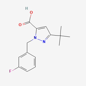 molecular formula C15H17FN2O2 B6288228 5-t-Butyl-2-(3-fluoro-benzyl)-2H-pyrazole-3-carboxylic acid, 95% CAS No. 2737207-52-0