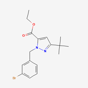 molecular formula C17H21BrN2O2 B6288254 2-(3-Bromo-benzyl)-5-t-butyl-2H-pyrazole-3-carboxylic acid ethyl ester, 95% CAS No. 2737207-04-2