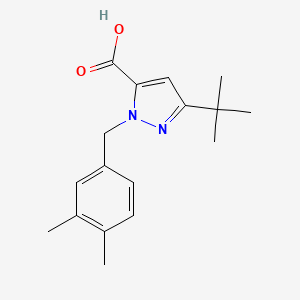 molecular formula C17H22N2O2 B6288257 5-t-Butyl-2-(3,4-dimethyl-benzyl)-2H-pyrazole-3-carboxylic acid, 95% CAS No. 2737207-40-6