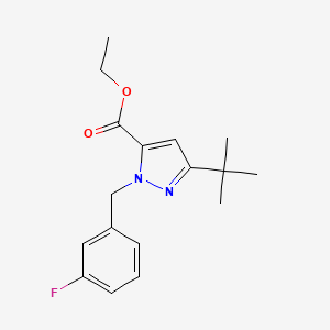 5-t-Butyl-2-(3-fluoro-benzyl)-2H-pyrazole-3-carboxylic acid ethyl ester, 95%