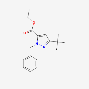 molecular formula C18H24N2O2 B6288262 5-t-Butyl-2-(4-methyl-benzyl)-2H-pyrazole-3-carboxylic acid ethyl ester, 95% CAS No. 2737205-57-9