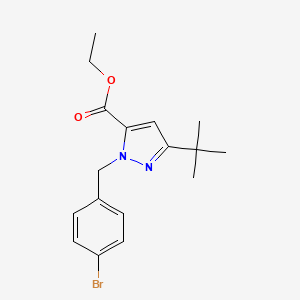 molecular formula C17H21BrN2O2 B6288265 2-(4-Bromo-benzyl)-5-t-butyl-2H-pyrazole-3-carboxylic acid ethyl ester, 95% CAS No. 2737207-51-9