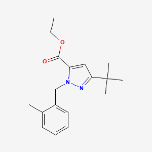 molecular formula C18H24N2O2 B6288302 5-t-Butyl-2-(2-methyl-benzyl)-2H-pyrazole-3-carboxylic acid ethyl ester, 95% CAS No. 2737206-96-9