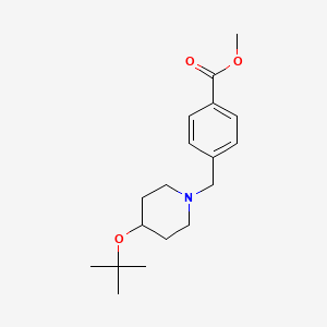 molecular formula C18H27NO3 B6288349 4-(4-t-Butoxy-piperidin-1-ylmethyl)-benzoic acid methyl ester, 95% CAS No. 2737206-95-8