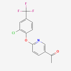 molecular formula C14H9ClF3NO2 B6288352 1-[6-(2-Chloro-4-trifluoromethyl-phenoxy)-pyridin-3-yl]-ethanone, 95% CAS No. 2737207-38-2