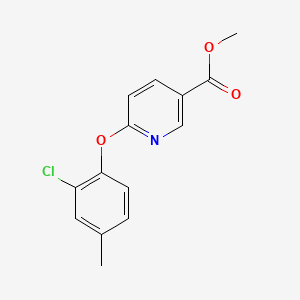 molecular formula C14H12ClNO3 B6288372 6-(2-Chloro-4-methyl-phenoxy)-nicotinic acid methyl ester, 95% CAS No. 2737207-50-8