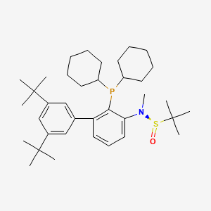 molecular formula C37H58NOPS B6288651 [S(R)]-N-[(S)-3,5-Bis(dimethylethyl)phenyl][2-(dicyclohexylphosphanyl)phenyl]-N,2-dimethyl-2-propanesulfinamide, 95% CAS No. 2622154-81-6
