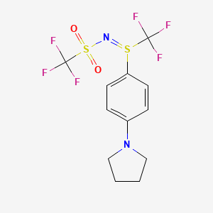 molecular formula C12H12F6N2O2S2 B6288794 S-[4-(1-Pyrrolidinyl)phenyl]-S-(trifluoromethyl)-N-(trifluoromethylsulfonyl)sulfimine, 98% CAS No. 134249-42-6