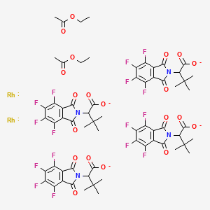 molecular formula C64H56F16N4O20Rh2-4 B6288795 四[N-四氟邻苯二甲酰-(S)-叔亮氨酸盐]二铑双(乙酸乙酯)加合物 CAS No. 2635339-90-9