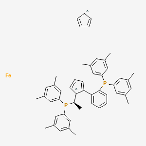 molecular formula C50H52FeP2 B6288918 (R)-(+)-1-[(R)-2-(2'-二(3,5-二甲苯基)膦基苯基)二茂铁基]乙基二(3,5-二甲苯基)膦，97% CAS No. 494227-33-7