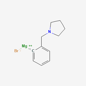 molecular formula C11H14BrMgN B6288966 2-[(1-Pyrrolidino)methyl]phenylmagnesium bromide, 0.25M in tetrahydrofuran CAS No. 480424-80-4