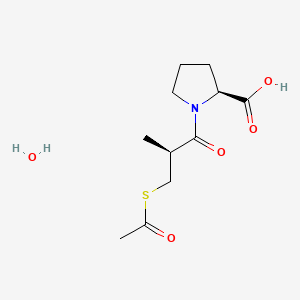 molecular formula C11H19NO5S B6289021 1-[(2S)-3-(Acetylthio)-2-methylpropionyl]-L-proline, hydrate;  90% CAS No. 801293-45-8