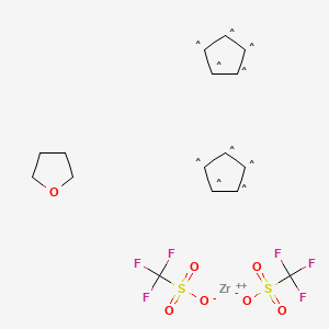 molecular formula C16H18F6O7S2Zr B6289044 双（三氟甲磺酸盐）锆，四氢呋喃加合物 CAS No. 89672-77-5
