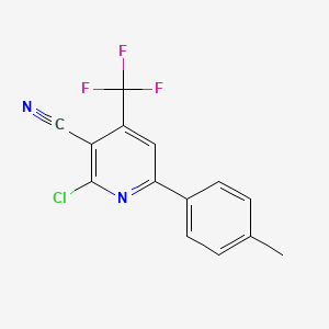 molecular formula C14H8ClF3N2 B6289250 2-Chloro-3-cyano-6-(4-methylphenyl)-4-(trifluoromethyl)pyridine CAS No. 417701-81-6