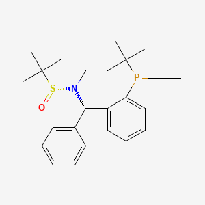 molecular formula C26H40NOPS B6289437 [S(R)]-N-[(1S)-1-[2-(Di-t-butylphosphanyl)phenyl]phenylmethyl]-N,2-dimethyl-2-propanesulfinamide, 95% CAS No. 2253984-99-3