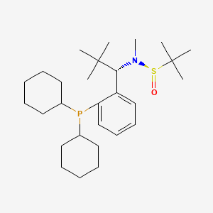 molecular formula C28H48NOPS B6289455 [S(R)]-N-[(1S)-1-[2-(Dicyclohexylphosphino)phenyl]-2,2-dimethylpropyl]-N,2-dimethyl-2-propanesulfinamide, 95% CAS No. 2253984-98-2