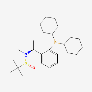 molecular formula C25H42NOPS B6289461 [S(R)]-N-[(1S)-1-[2-(二环己基膦基)苯基]乙基]-N,2-二甲基-2-丙烷磺酰胺，95% CAS No. 2253984-97-1