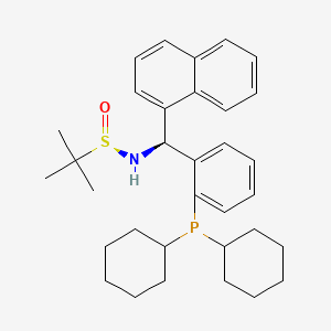 molecular formula C33H44NOPS B6289462 [S(R)]-N-[(S)-[2-(Dicyclohexylphosphino)phenyl]-1-naphthalenylmethyl]-2-methyl-2-propanesulfinamide, 95% CAS No. 2241598-30-9