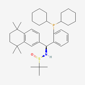 molecular formula C37H56NOPS B6289468 [S(R)]-N-[(S)-[2-(Dicyclohexylphosphino)phenyl](5,6,7,8-tetrahydro-5,5,8,8-tetramethyl-2-naphthalenyl)methyl]-2-methyl-2-propanesulfinamide, 95% CAS No. 2398533-82-7