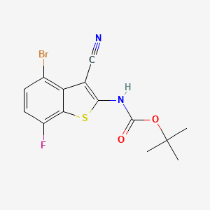 molecular formula C14H12BrFN2O2S B6289555 tert-Butyl N-(4-bromo-3-cyano-7-fluoro-benzothiophen-2-yl)carbamate CAS No. 2649788-79-2